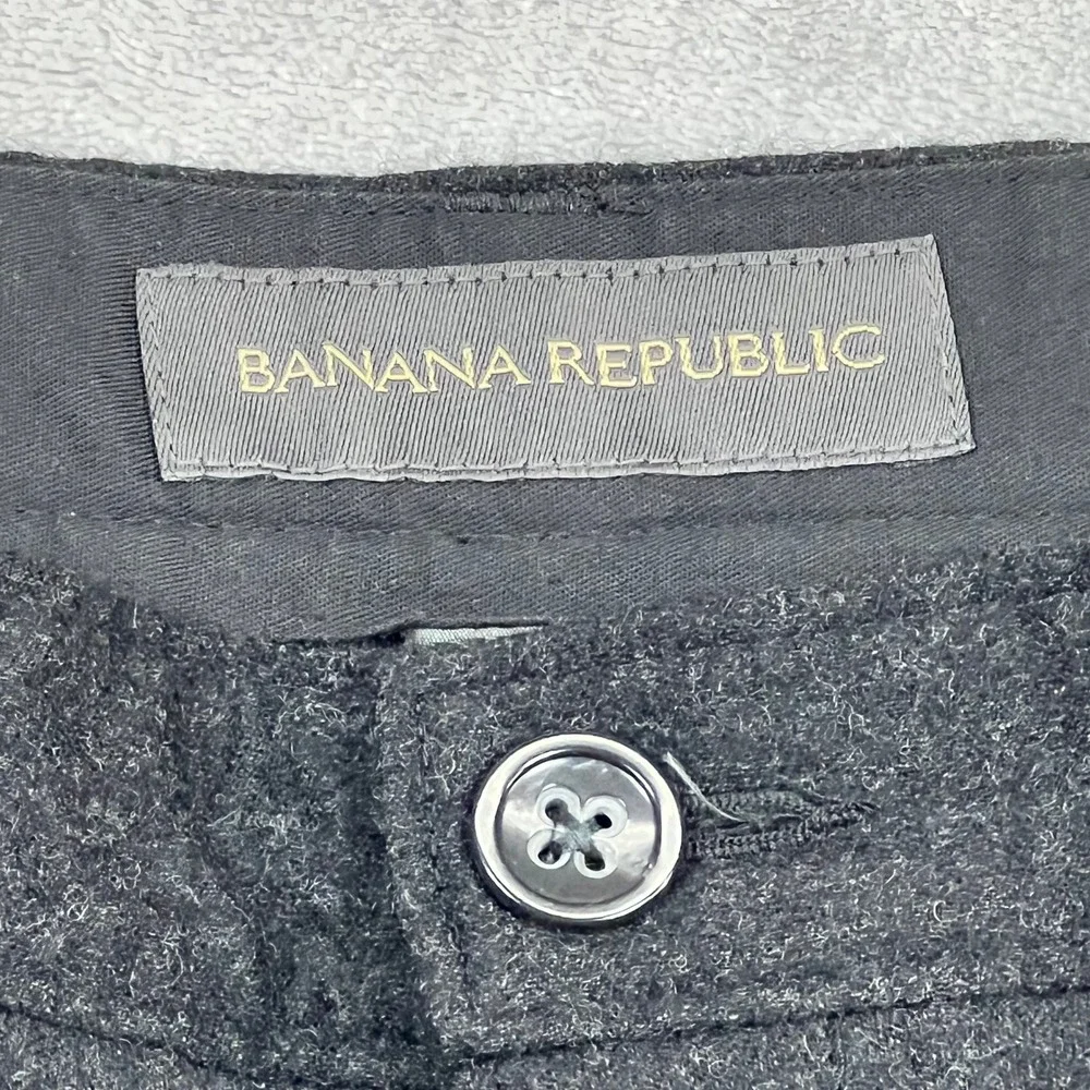 Banana Republic Trousers Men 35x32 Gray Wool Blend Wide Leg Patch Pocket Pants